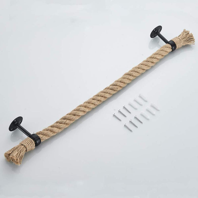 YJ YANJUN Nautical Towel Bar Black Nautical Accessories for Bathroom Nautical Bathroom Decor Rope Towel Racks for Bathroom Wall Mounted - Image 5